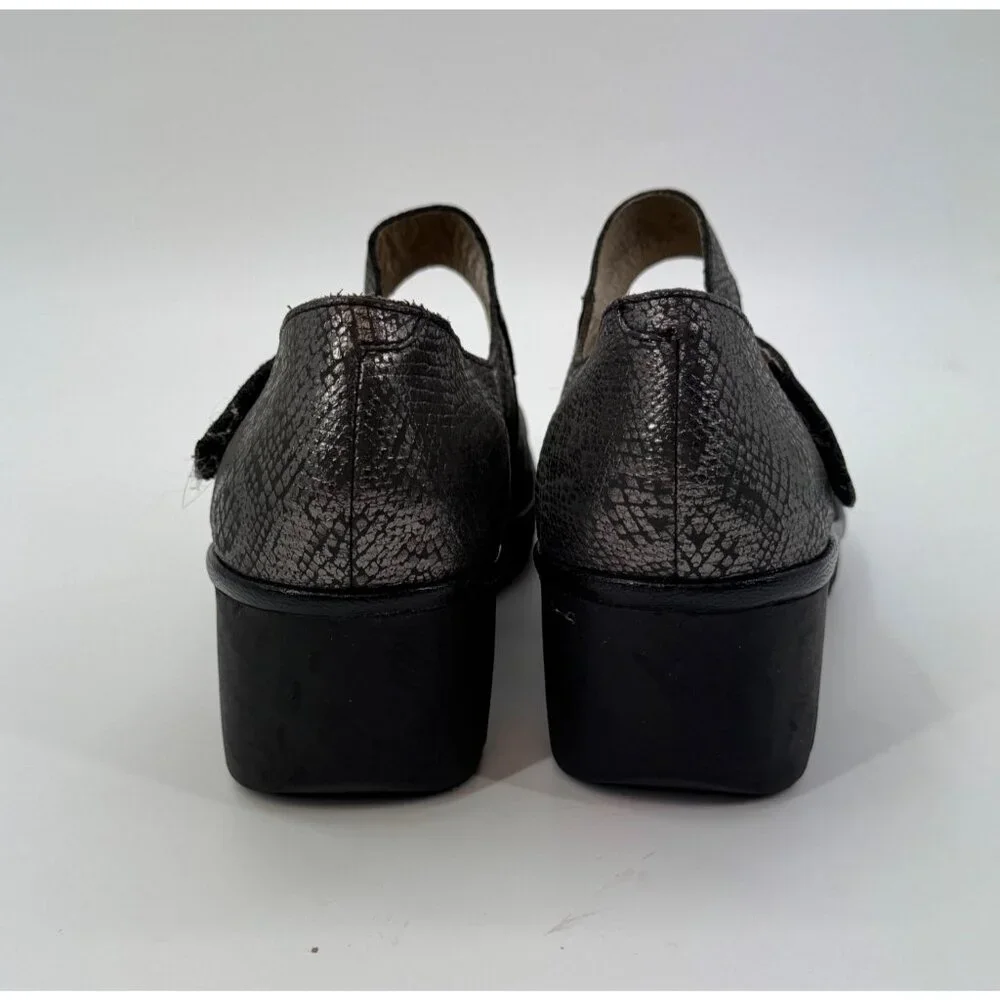 Fly London Metallic Snake Print Mary Jane Comfort Wedge Shoes EU 42 US 10.5 - 11